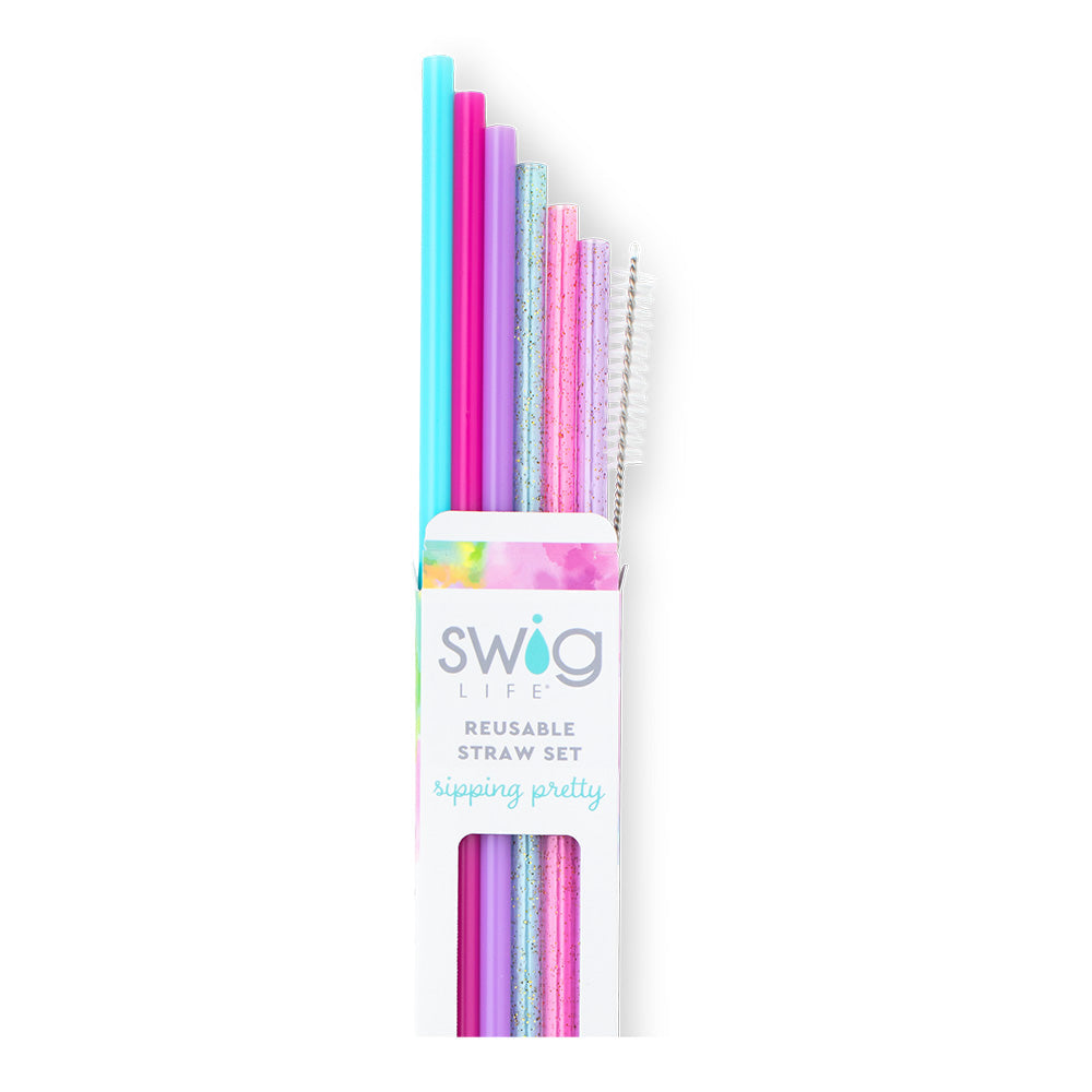 SWIG Cloud Nine Glitter Reusable Straw Set