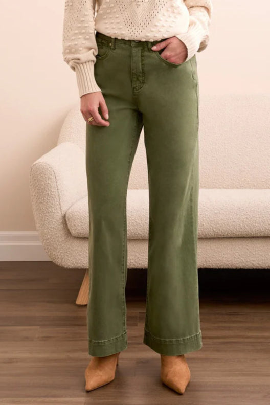 Tribal Fly Front Wide Leg Pants