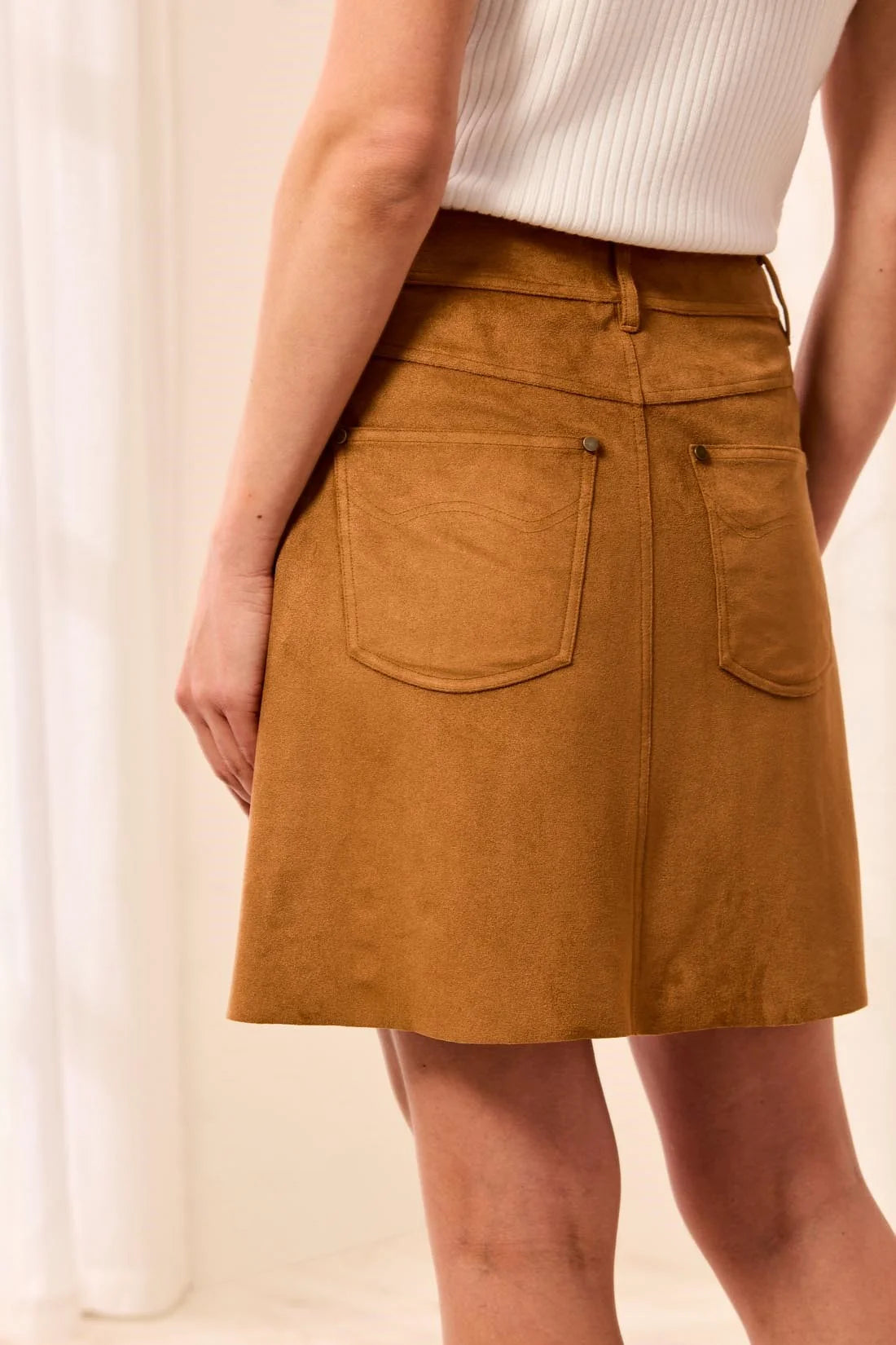 Tribal A-Line Suede Skirt W/ Pockets