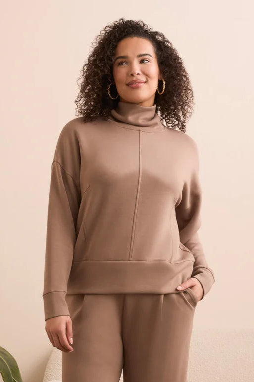 Tribal Funnel Neck Top - Fossil