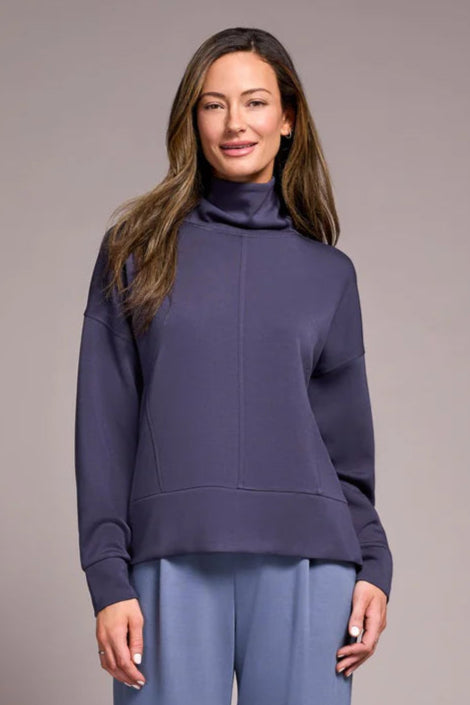 Tribal Funnel Neck Top - Sapphire