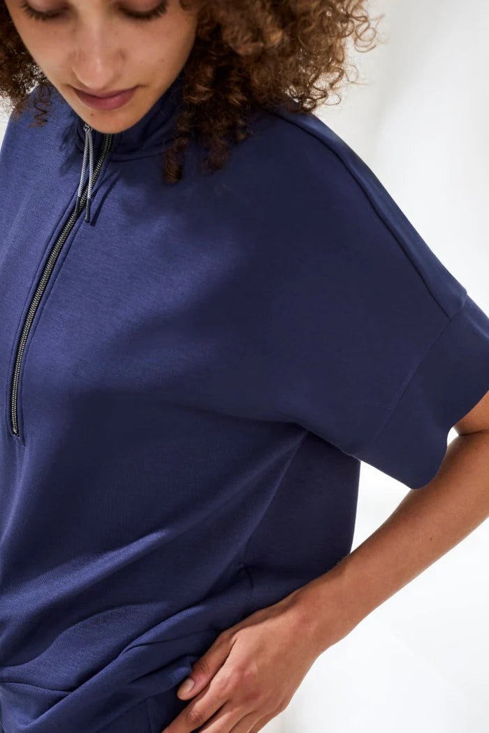 Tribal S/S Mock Neck Top w/ Zipper