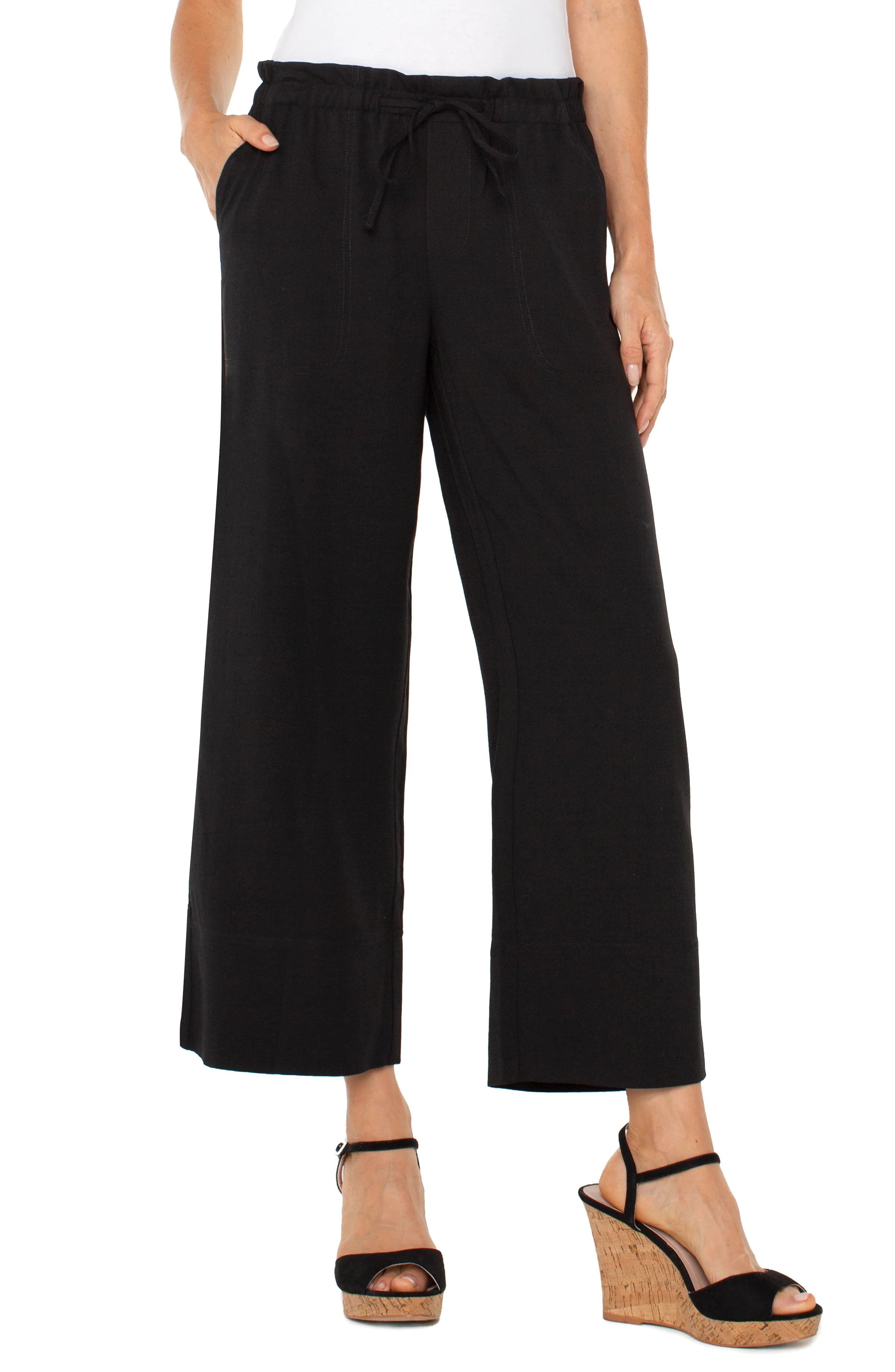Liverpool Pull On Wide Leg Cropped Pant