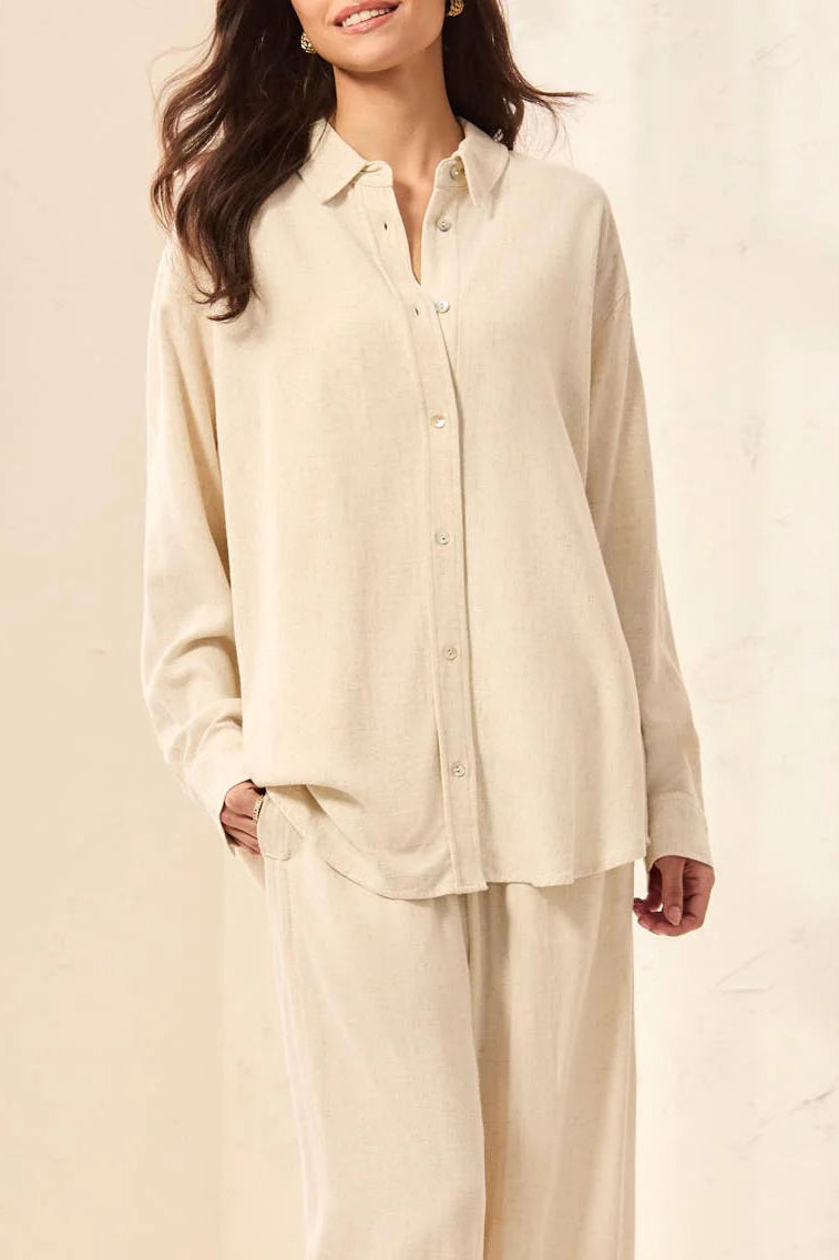 Tribal L/S Button Front Shirt W/ Back Placket