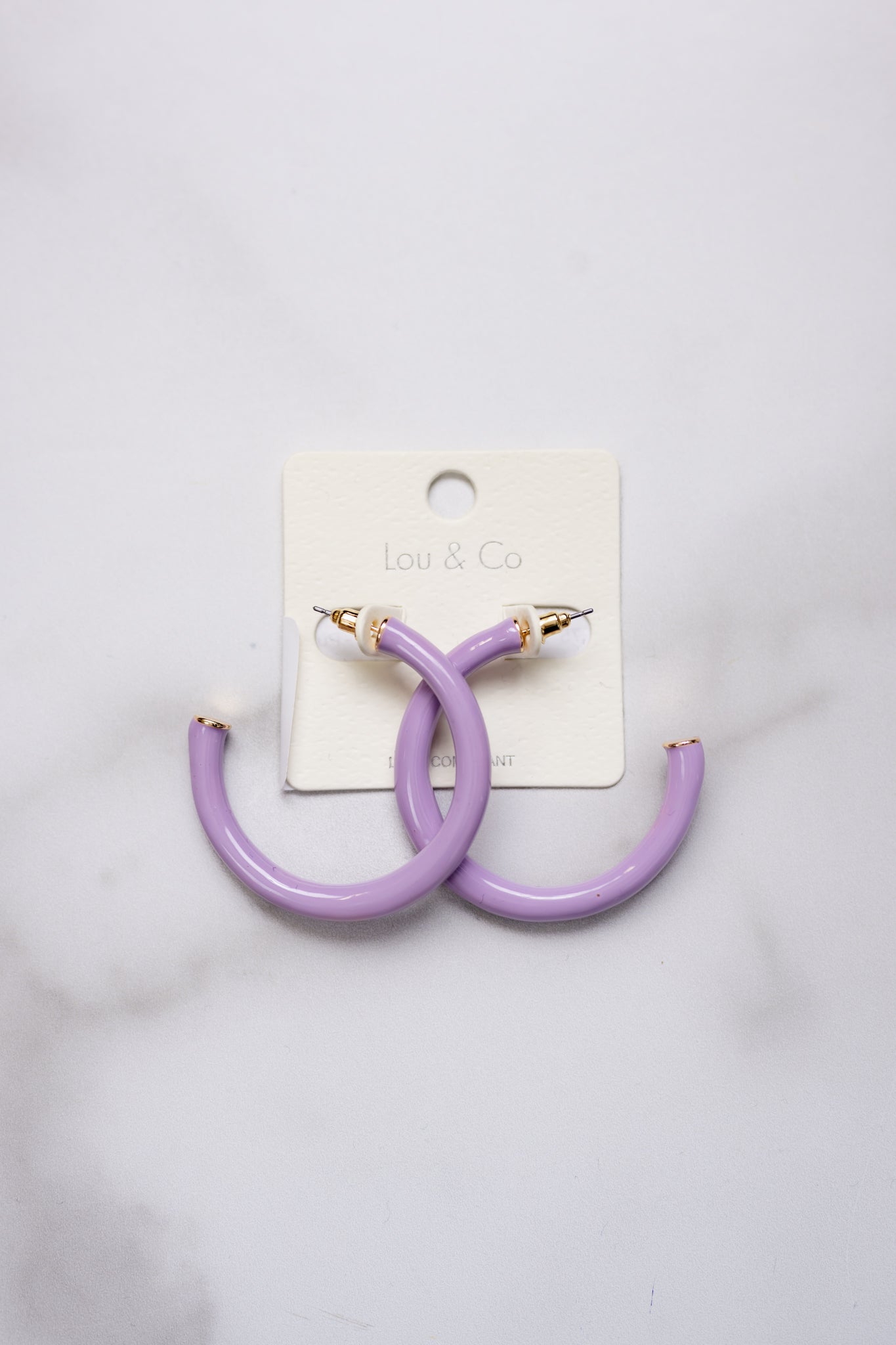 1.75" Enamel Hoop Earrings - Purple