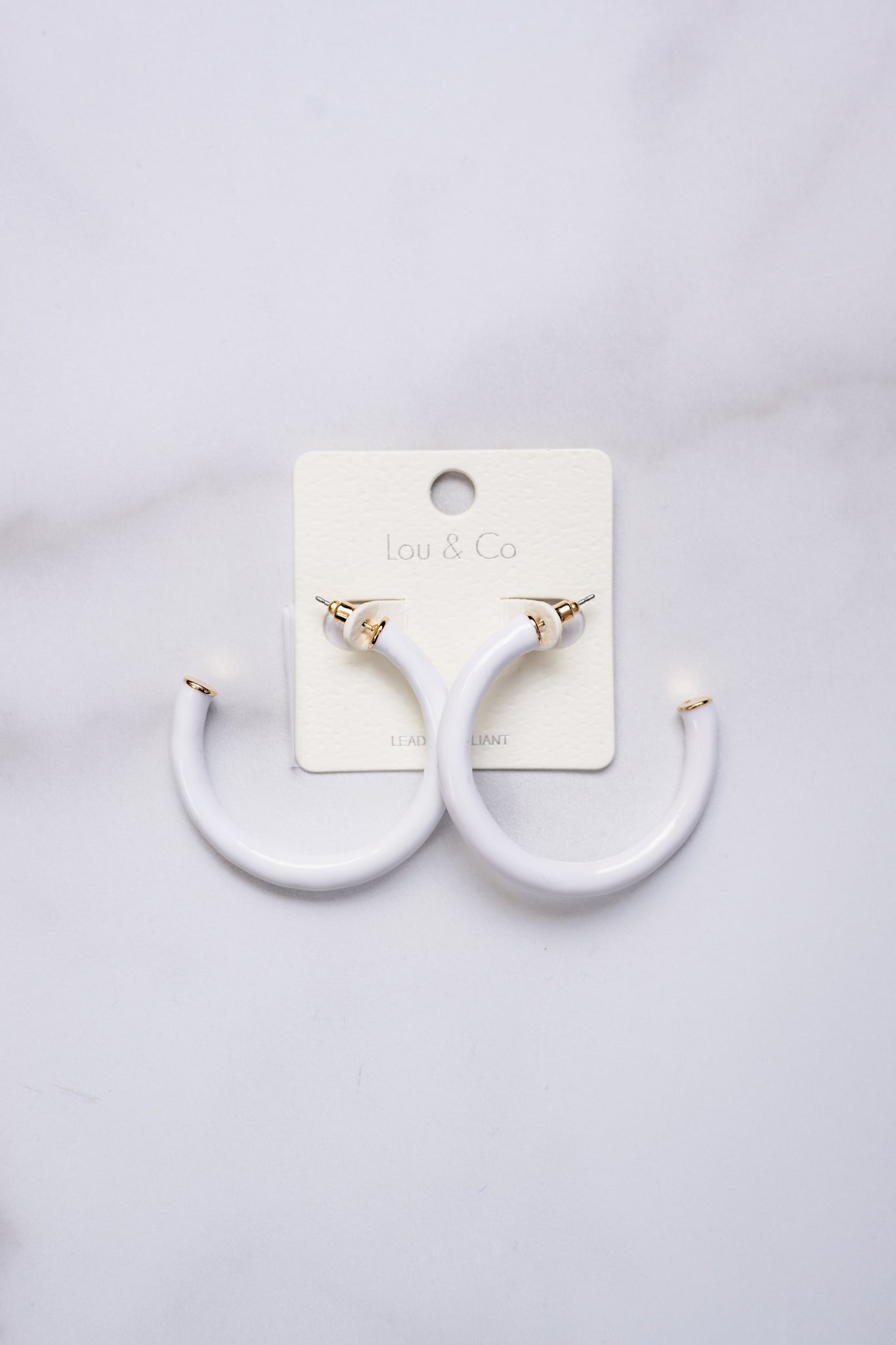 1.75" Enamel Hoop Earrings - White