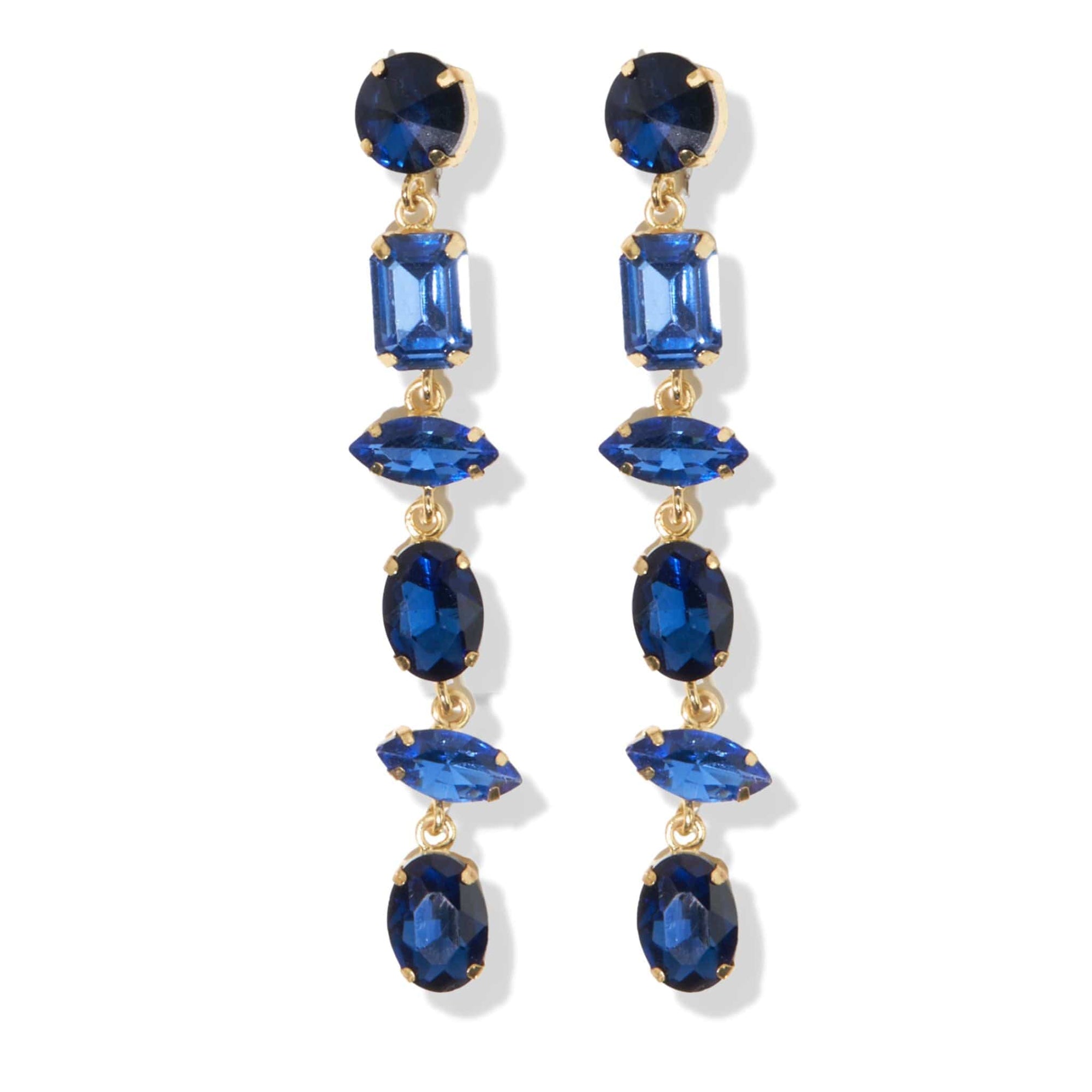 6 Tier Crystal Post Earrings 3.75"